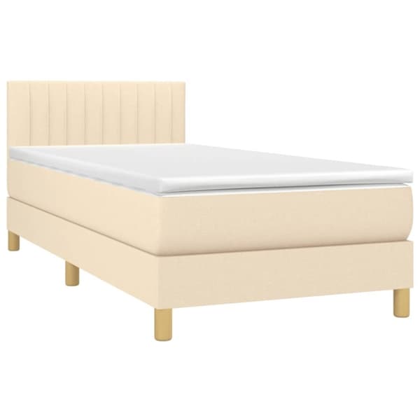 vidaXL kontinentalseng med madras 90x190 cm stof cremefarvet