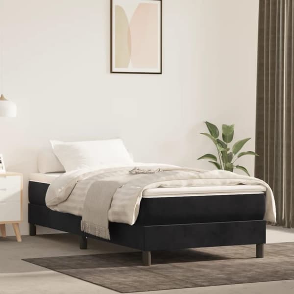 vidaXL kontinentalseng med madras 90x190 cm fløjl sort