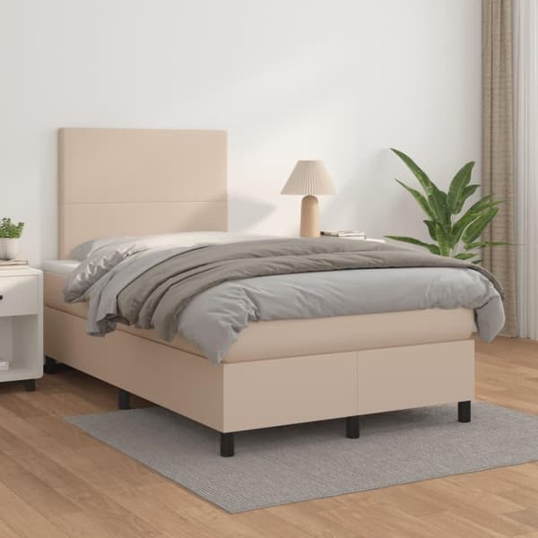vidaXL kontinentalseng 120x200 cm kunstlæder cappuccinofarvet
