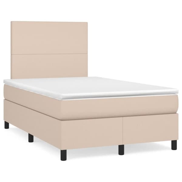 vidaXL kontinentalseng 120x200 cm kunstlæder cappuccinofarvet