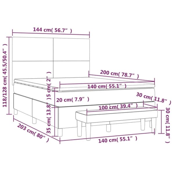vidaXL kontinentalseng med madras 140x200 cm kunstlæder sort