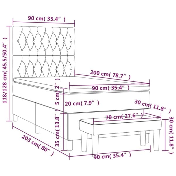vidaXL kontinentalseng med madras 90x200 cm fløjl sort
