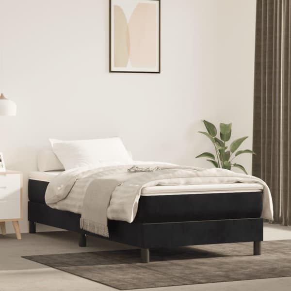 vidaXL kontinentalseng med madras 90x200 cm fløjl sort