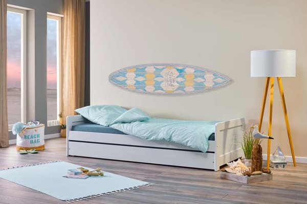 Surf seng 90x200cm med 1 uttrekkbar seng hvit.