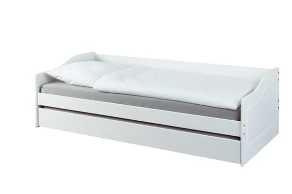 Leonie23 seng 90x200cm med 1 uttrekkbar seng hvit.