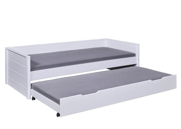 Dream seng 90x200cm med 1 udtræksseng hvid.