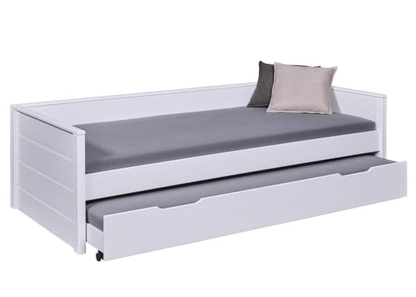 Dream seng 90x200cm med 1 udtræksseng hvid.
