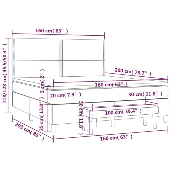 vidaXL kontinentalseng 160x200 cm kunstlæder hvid