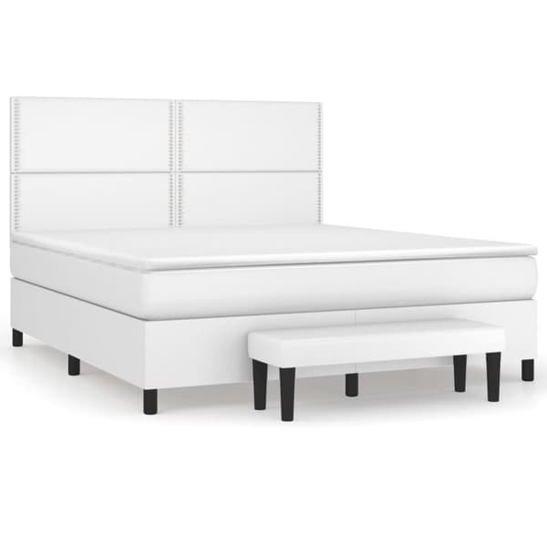 vidaXL kontinentalseng 160x200 cm kunstlæder hvid
