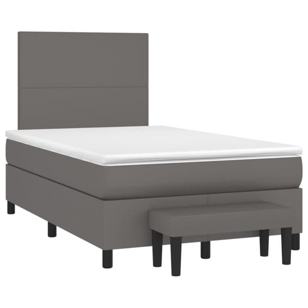 vidaXL kontinentalseng med madras 120x200 cm kunstlæder grå