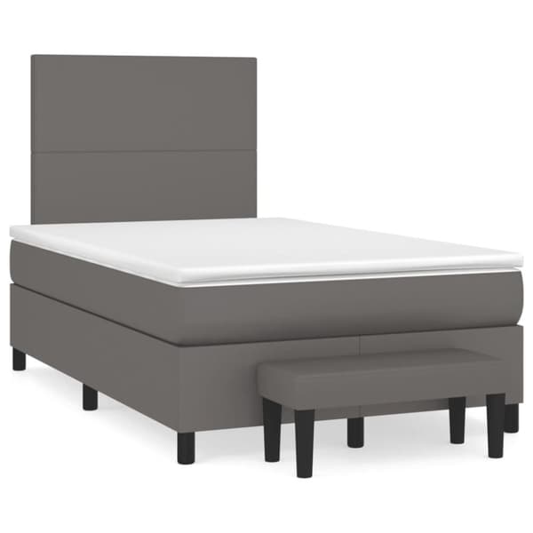 vidaXL kontinentalseng med madras 120x200 cm kunstlæder grå