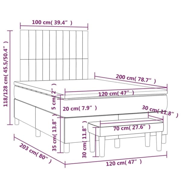 vidaXL kontinentalseng 120x200 cm fløjl mørkegrøn