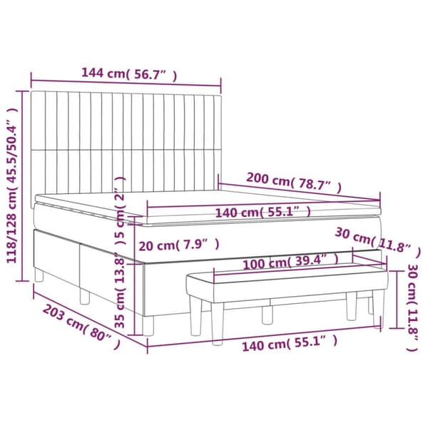 vidaXL Ramsäng med madrass mörkgrön 140x200 cm sammet