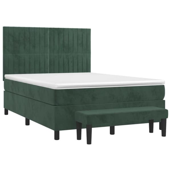 vidaXL Ramsäng med madrass mörkgrön 140x200 cm sammet