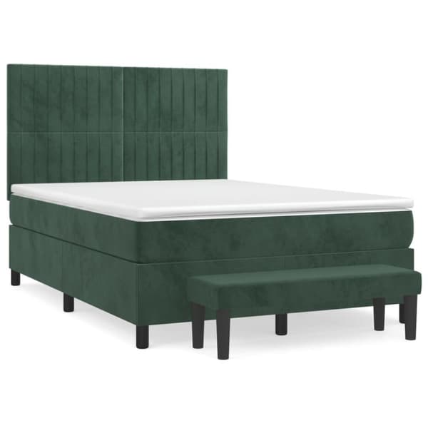 vidaXL Ramsäng med madrass mörkgrön 140x200 cm sammet