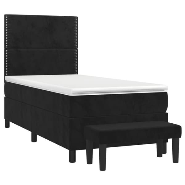 vidaXL kontinentalseng med madras 90x190 cm fløjl sort
