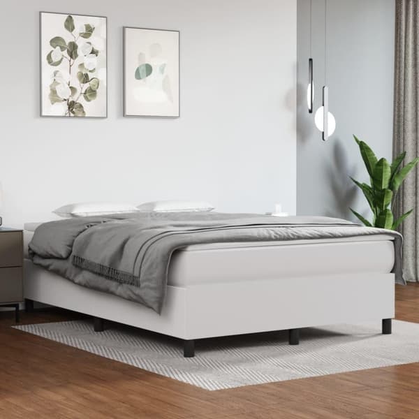 vidaXL sengeramme til kontinentalseng 140x200 cm kunstlæder hvid