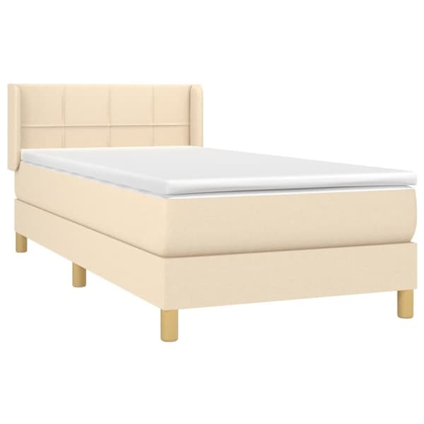 vidaXL kontinentalseng med madras 90x190 cm stof cremefarvet
