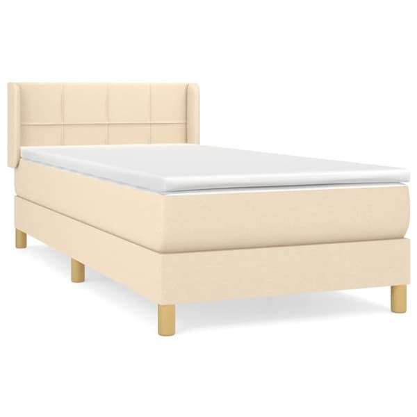 vidaXL kontinentalseng med madras 90x190 cm stof cremefarvet