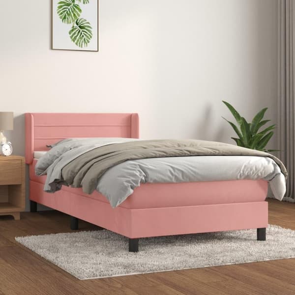 vidaXL kontinentalseng med madras 90x190 cm fløjl pink