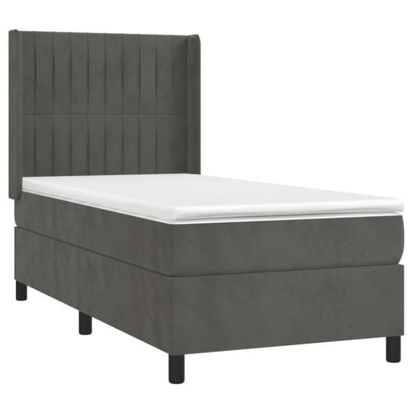 vidaXL kontinentalseng med madras 100x200 cm fløjl mørkegrå