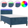Miniatyrbillede 1 af 10: vidaXL kontinentalseng med LED-lys 80x200 cm velour mørkeblå