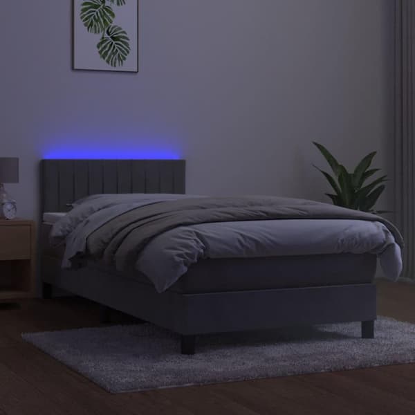 vidaXL kontinentalseng med LED-lys 80x200 cm velour lysegrå