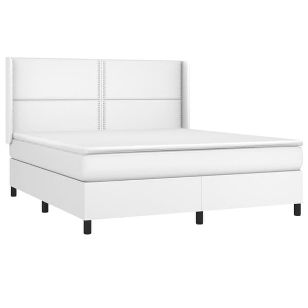 vidaXL kontinentalseng med madras 180x200 cm kunstlæder hvid