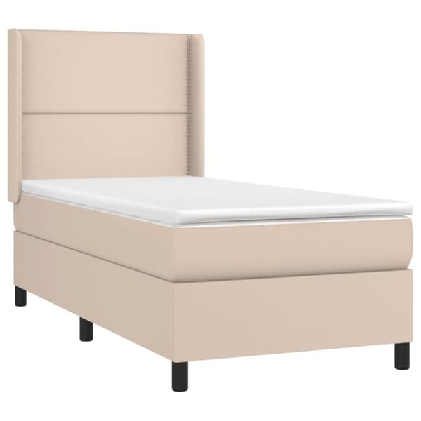 vidaXL kontinentalseng 90x190 cm kunstlæder cappuccinofarvet