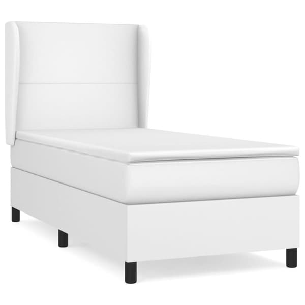 vidaXL kontinentalseng med madras 100x200 cm kunstlæder hvid