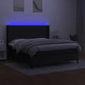 Miniatyrbillede 3 af 8: vidaXL kontinentalseng med LED-lys 160x200 cm stof sort
