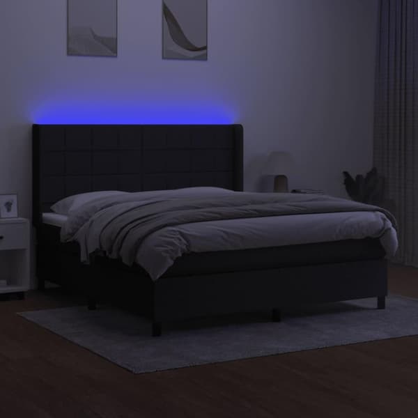 vidaXL kontinentalseng med LED-lys 160x200 cm stof sort