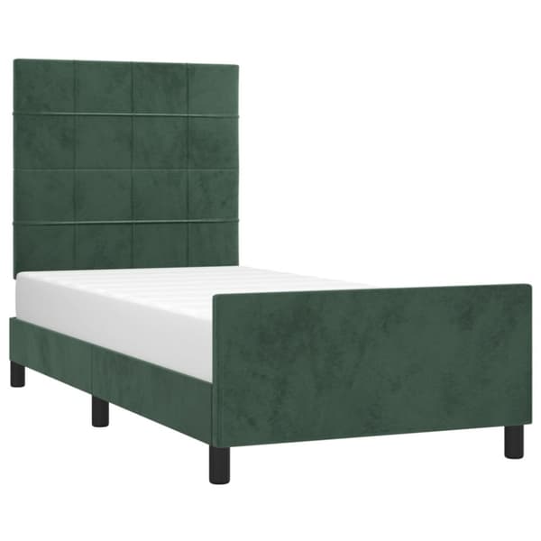 vidaXL sengeramme med sengegavl 100x200 cm fløjl mørkegrøn