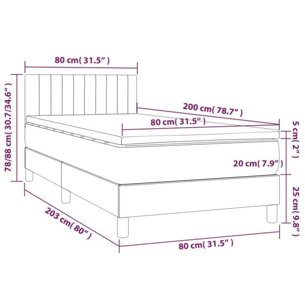 vidaXL kontinentalseng med madras 80x200 cm fløjl mørkeblå