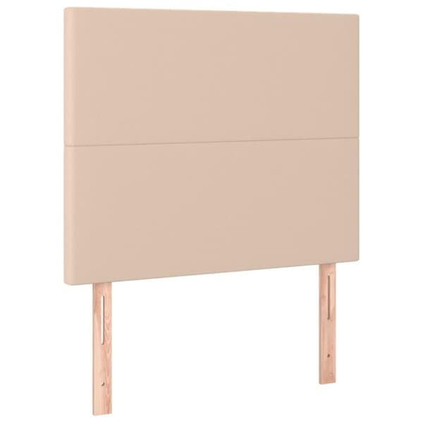 vidaXL kontinentalseng LED-lys 100x200 cm kunstlæder cappuccinofarvet