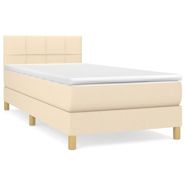 vidaXL kontinentalseng med madras 90x190 cm stof cremefarvet
