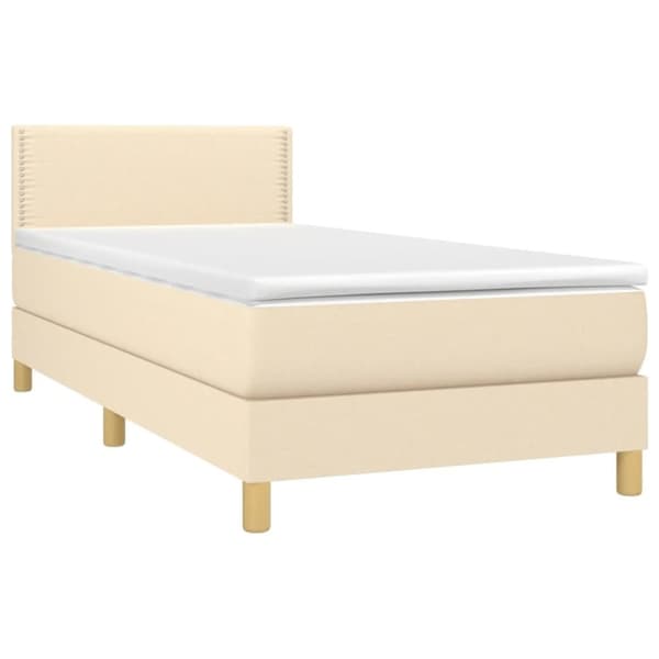 vidaXL kontinentalseng med madras 90x190 cm stof cremefarvet