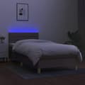 Miniatyrbillede 3 af 9: vidaXL kontinentalseng med LED-lys 90x190 cm stof gråbrun