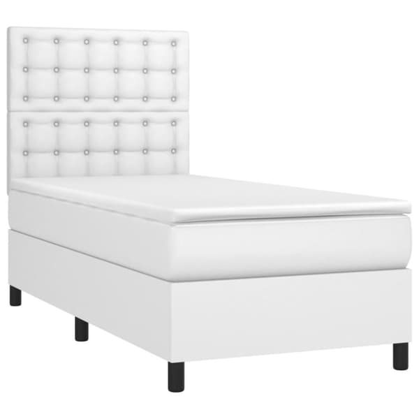 vidaXL kontinentalseng med madras 100x200 cm kunstlæder hvid