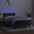 Miniatyrbillede 4 af 10: vidaXL kontinentalseng med LED-lys 100x200 cm fløjl mørkegrøn
