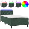 Miniatyrbillede 1 af 10: vidaXL kontinentalseng med LED-lys 100x200 cm fløjl mørkegrøn