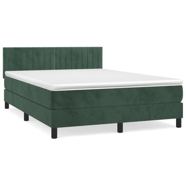 vidaXL kontinentalseng med madras 140x190 cm fløjl mørkegrøn