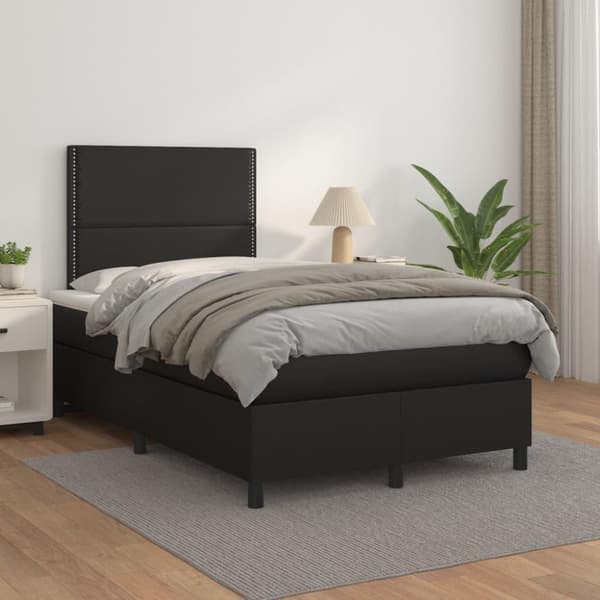 vidaXL kontinentalseng med madras 120x200 cm kunstlæder sort