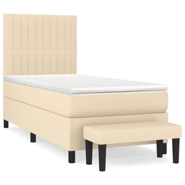vidaXL kontinentalseng med madras 90x190 cm stof cremefarvet