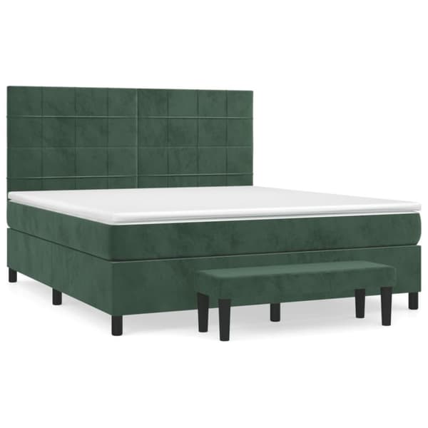 vidaXL Ramsäng med madrass mörkgrön 180x200 cm sammet