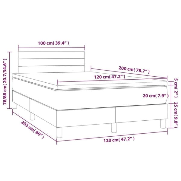 vidaXL kontinentalseng 120x200 cm fløjl lysegrå