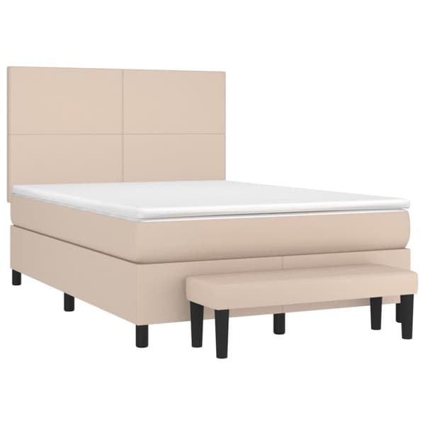 vidaXL kontinentalseng 140x190 cm kunstlæder cappuccinofarvet