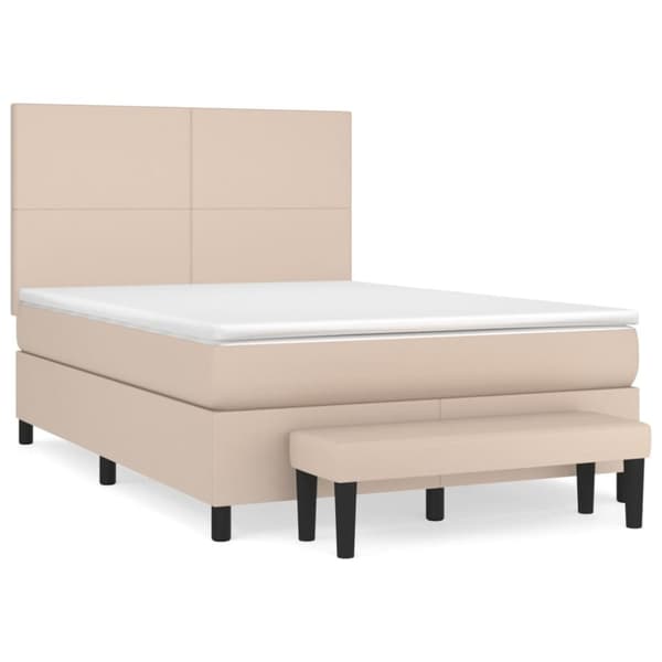 vidaXL kontinentalseng 140x190 cm kunstlæder cappuccinofarvet