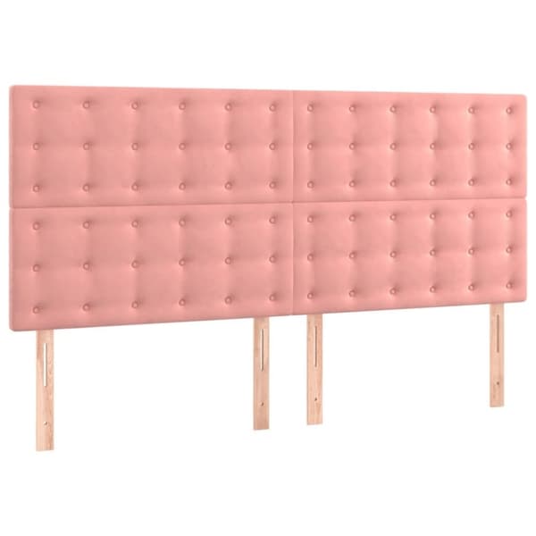 vidaXL kontinentalseng med madras 160x200 cm fløjl lyserød