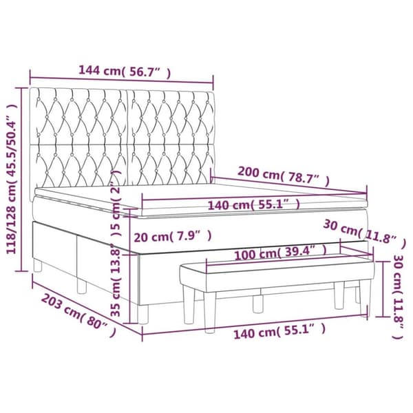 vidaXL Ramsäng med madrass mörkgrön 140x200 cm sammet